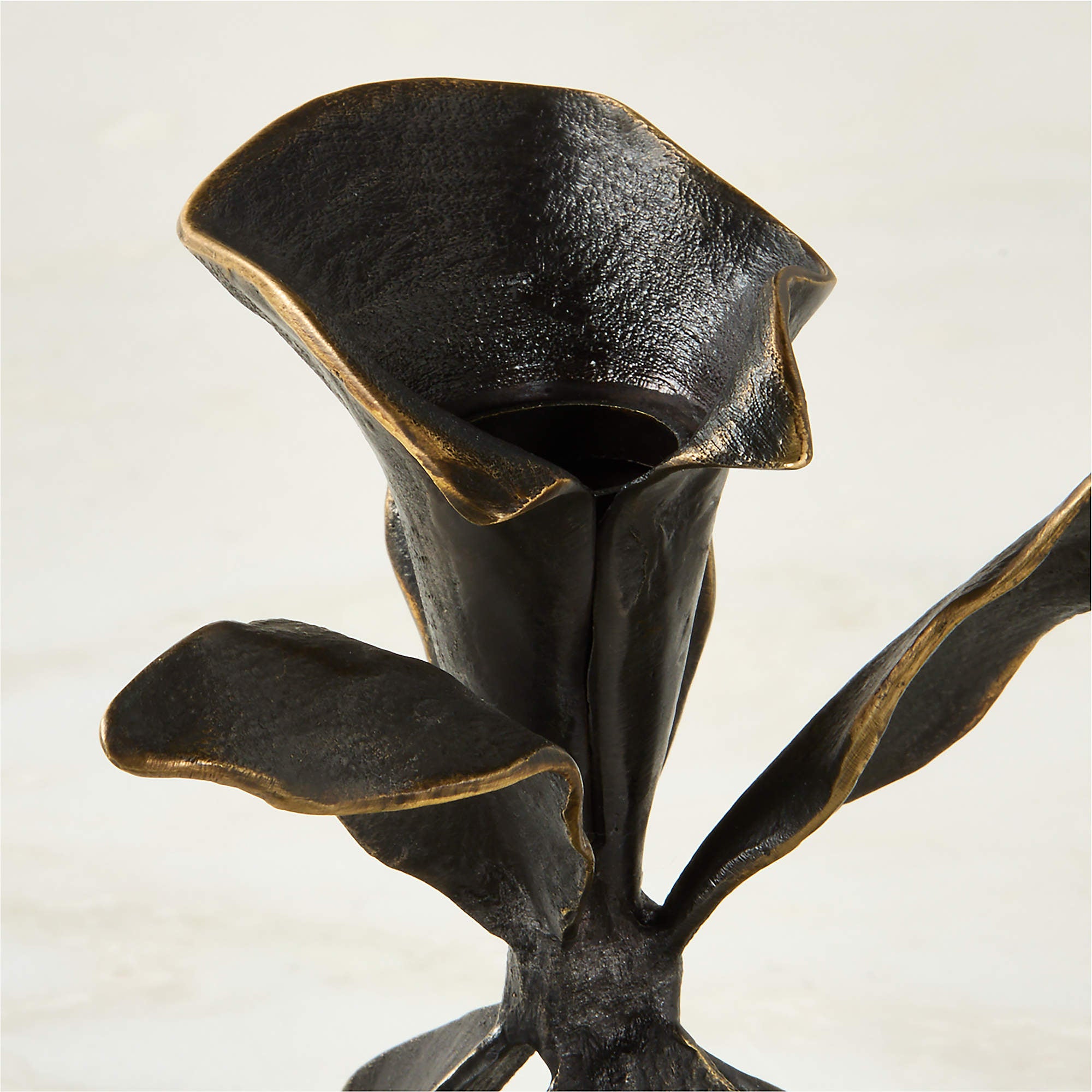 Iris Blackened Brass Taper Candle Holder With Timeless Elegance