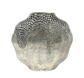 Silver Textured Metal Vase With Rounded Sculptural Design