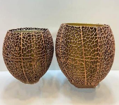 Copper Textured Decorative Vase Set for Home Styling
