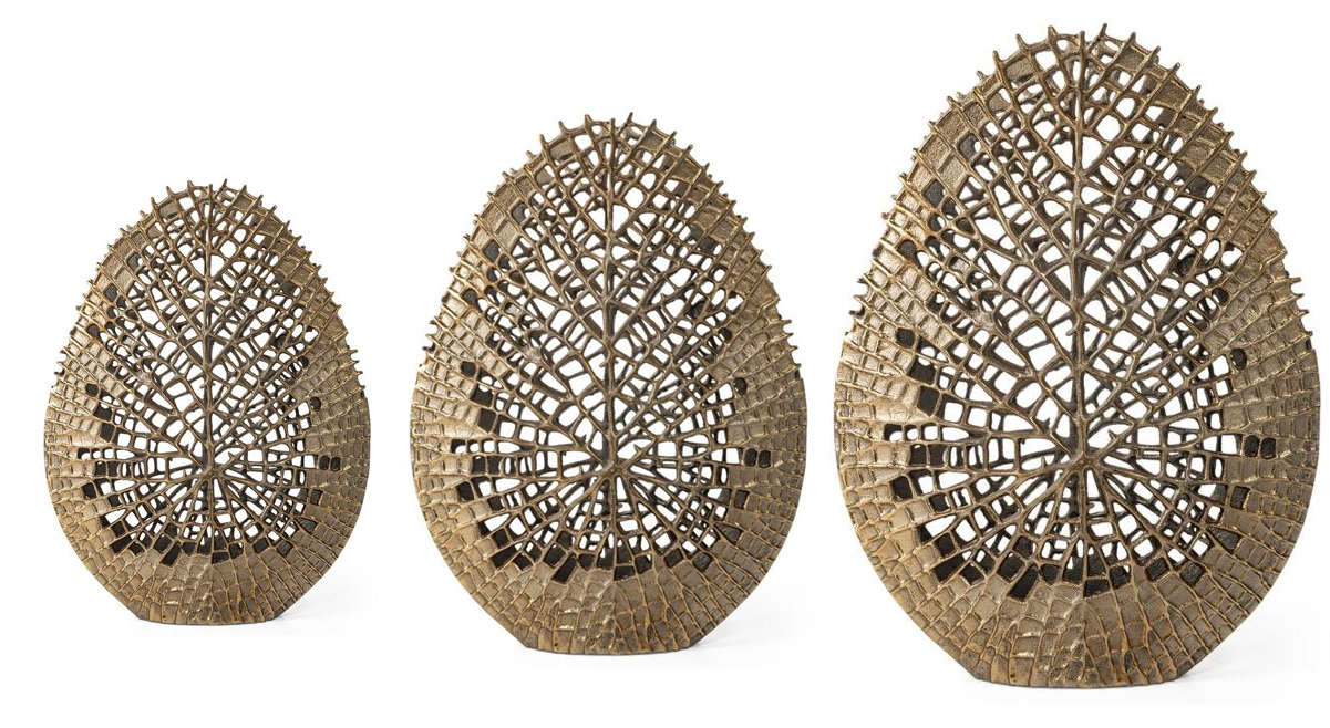 Gold Coral Inspired Aluminum Decorative Vases Set of Three