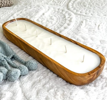 Elegant Rustic Wooden Oval Candle Tray Centerpiece Decor