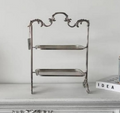 Elegant Antique Silver Two-Tier Decorative Serving Display Stand