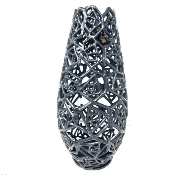 Modern Black Openwork Metal Vase Decorative Home Accent